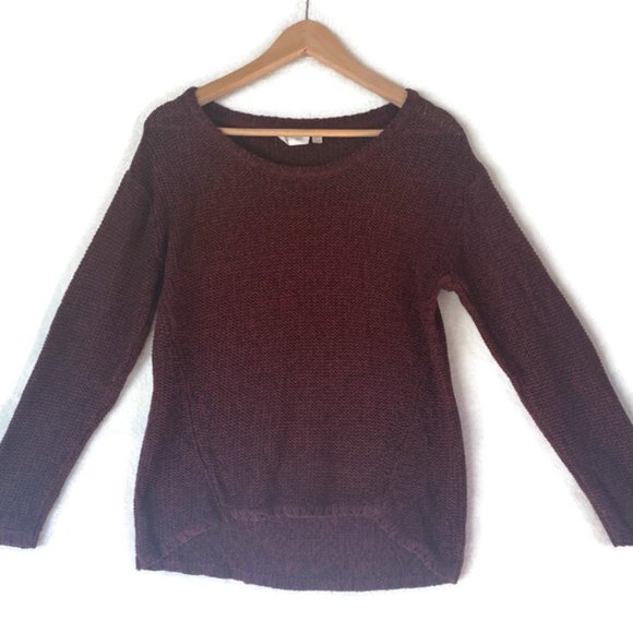 R D Style Maroon Sweater with Black Faux Leather Elbow Patches Womens Size S - Picture 2 of 3